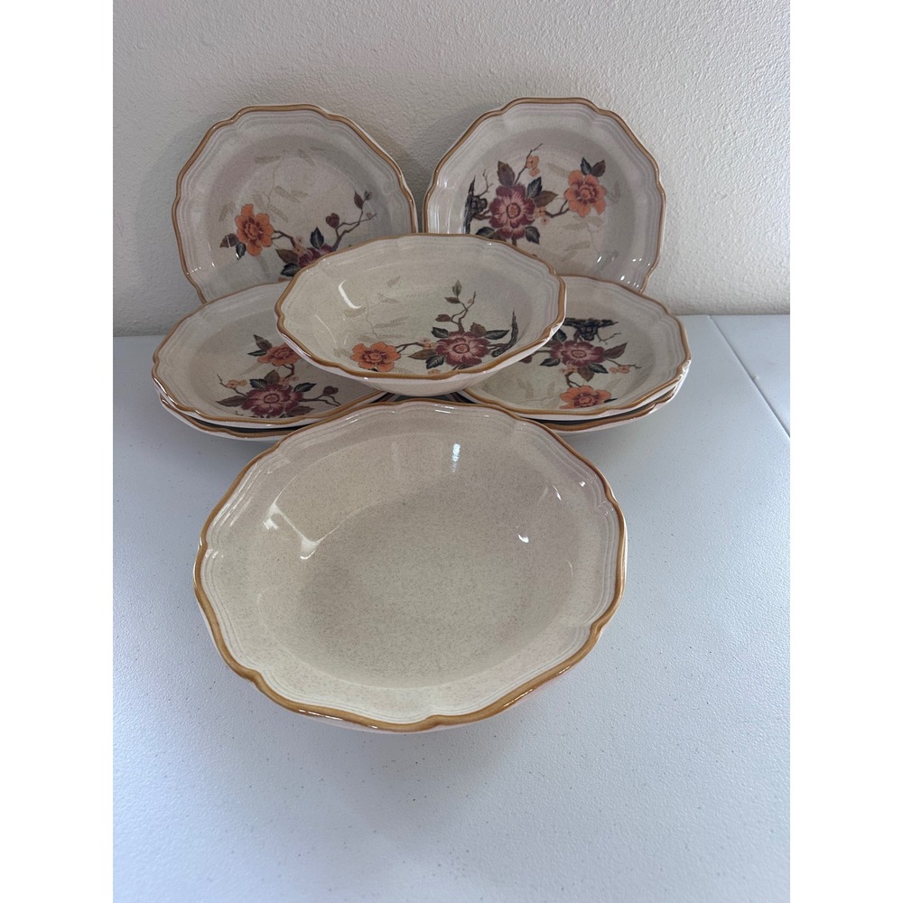 Mikasa Garden Club Imperial Garden EC 459 Soup Cereal Bowls Set of 8 Japan
